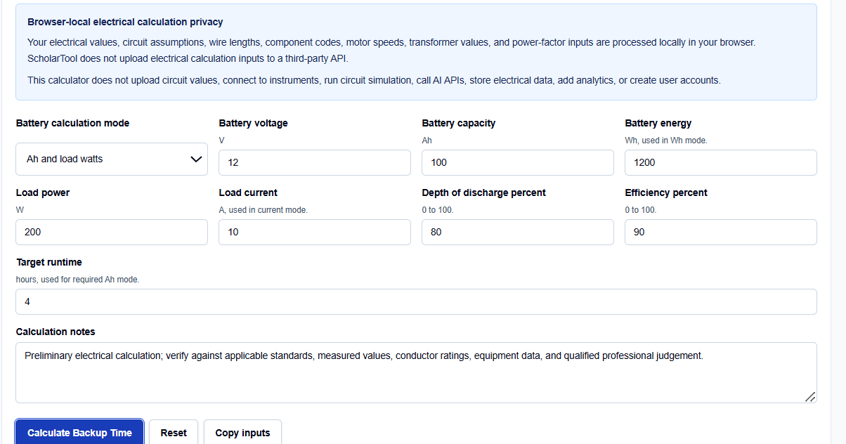 Close-up of battery mode selector options on ScholarTool.