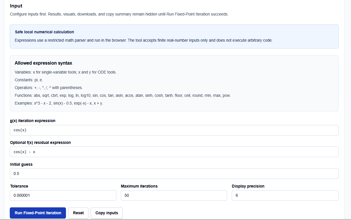 Close-up of input fields for iteration mapping and optional residual expressions on ScholarTool.
