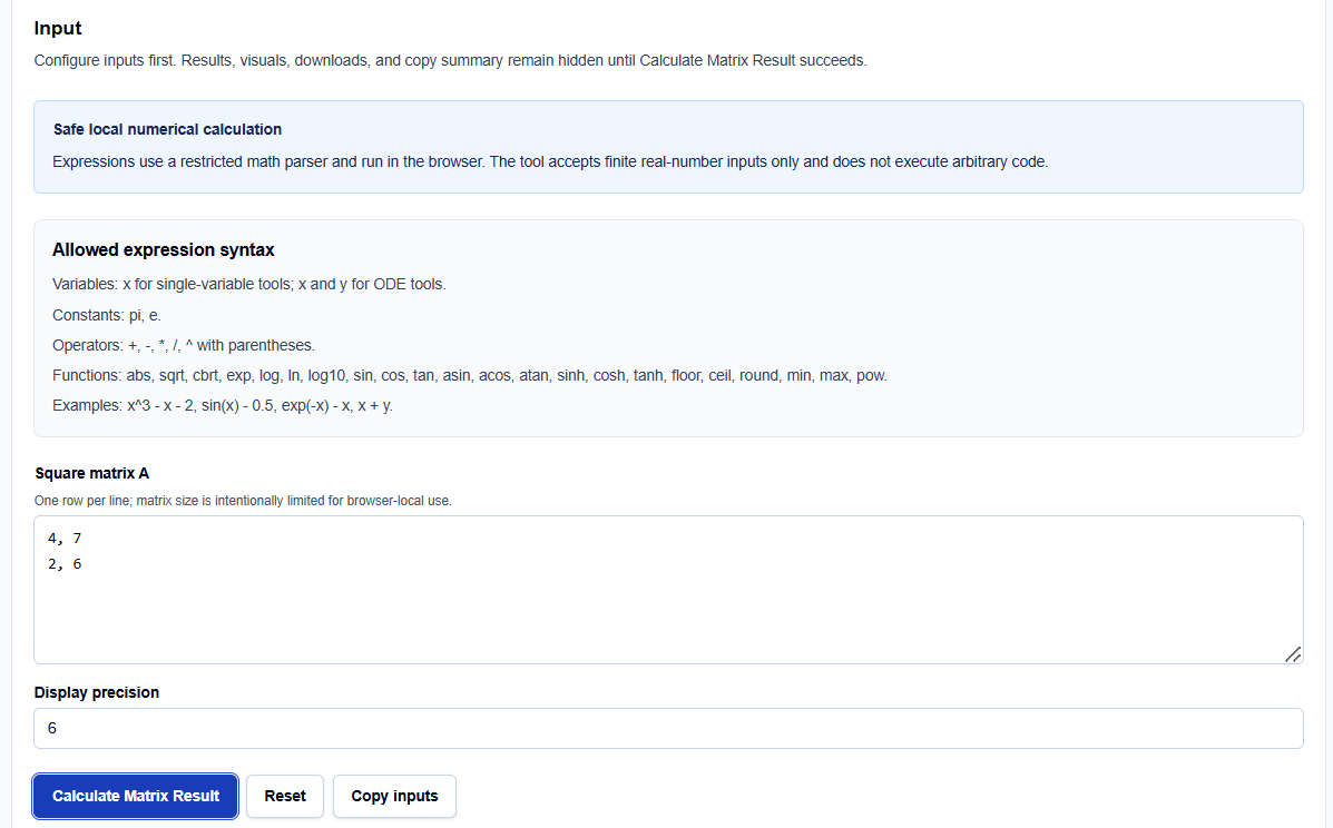 Close-up of matrix input fields on ScholarTool.